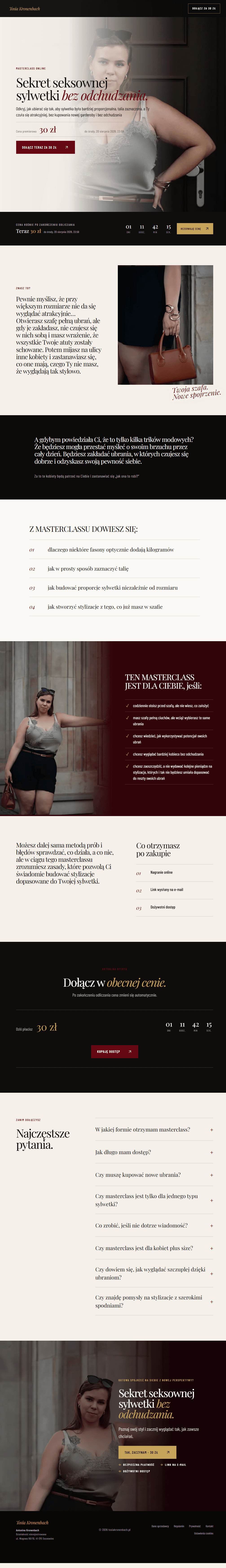 Sekcje problemu i programu masterclassu