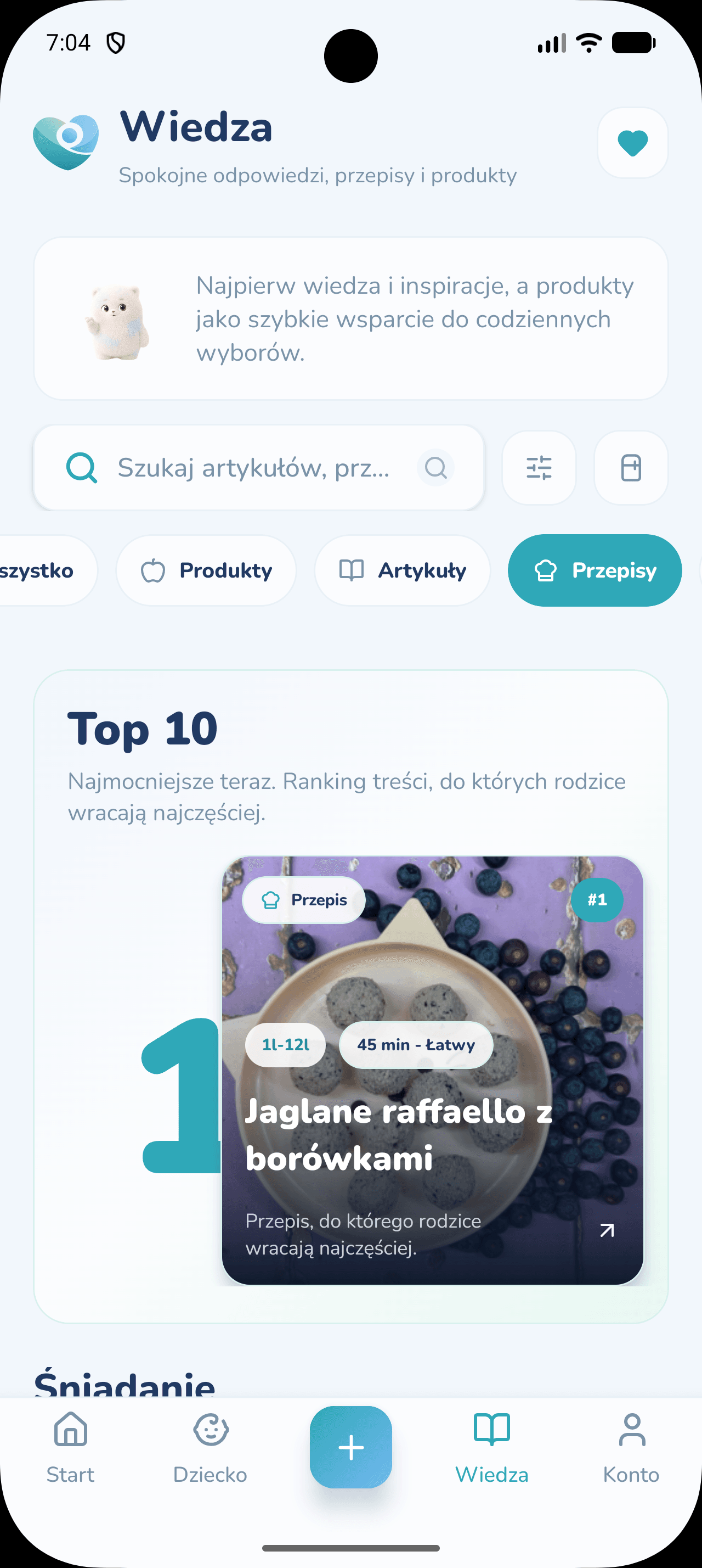 Przepisy dopasowane do etapu dziecka w aplikacji Nutribi